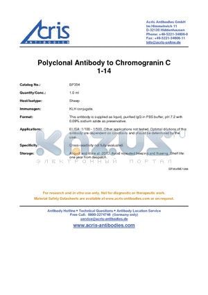 BP354 datasheet - Polyclonal Antibody to Chromogranin C 1-14