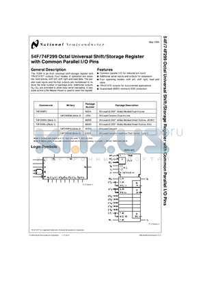 74F299 datasheet - Octal Universal Shift/Storage Register with Common Parallel I/O Pins