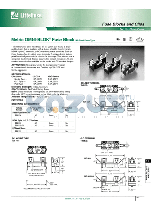 520003 datasheet - Metric OMNI-BLOK  Fuse Block Molded Base Type
