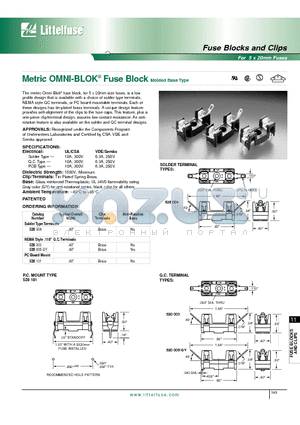 520004 datasheet - Metric OMNI-BLOK  Fuse Block Molded Base Type