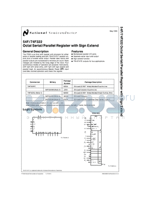 74F322SJ datasheet - Octal Serial/Parallel Register with Sign Extend
