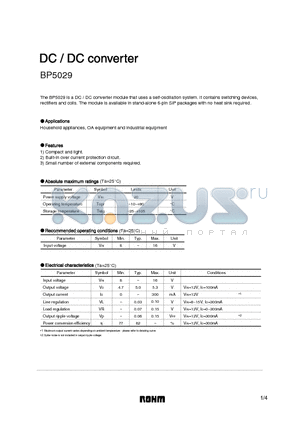 BP5029 datasheet - DC / DC converter