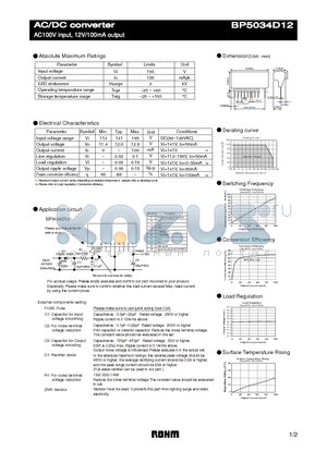 BP5034D12 datasheet - AC/DC converter AC100V input, 12V/100mA output