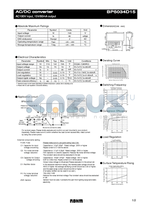 BP5034D15 datasheet - AC/DC converter AC100V input, 15V/80mA output