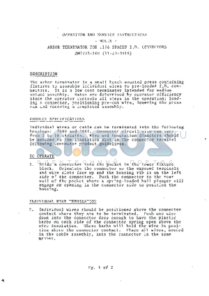 11-20-0815 datasheet - ARBOR TERMINATOR FOR. 156 SPACED I.D. CONNECTORS