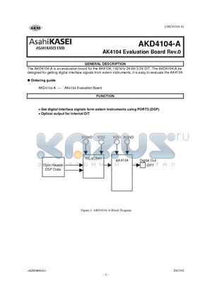 AKD4104-A datasheet - 192kHz 24-Bit 3.3V DIT