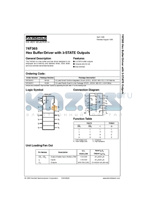 74F365PC datasheet - Hex Buffer/Driver with 3-STATE Outputs