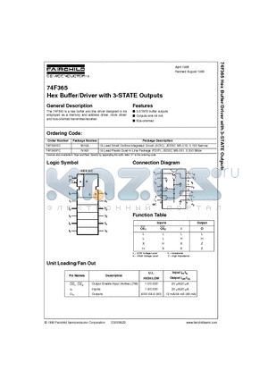 74F365SC datasheet - Hex Buffer/Driver with 3-STATE Outputs