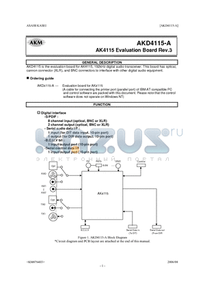 AKD4115-A datasheet - AK4115 Evaluation Board Rev.3