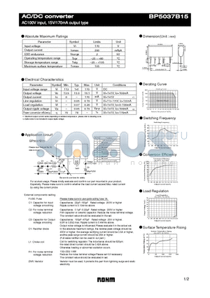 BP5037B15 datasheet - AC100V input, 15V/170mA output type