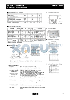 BP5039A datasheet - AC/DC converter - AC100V input, 24V/200mA output