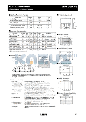 BP5039-15 datasheet - AC/DC converter - AC100V input, 15V/200mA output