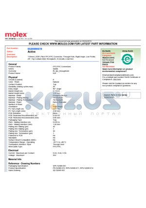 52089-0819 datasheet - 1.00mm (.039