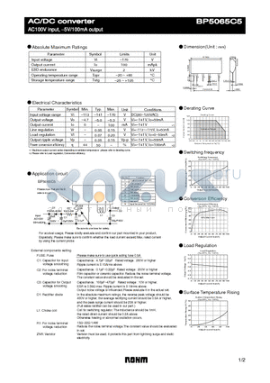 BP5065C5 datasheet - AC100V input, −5V/100mA output