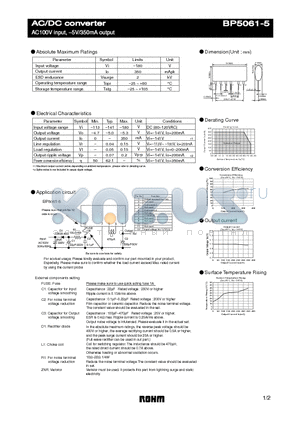 BP5061-5 datasheet - AC100V input, −5V/350mA output