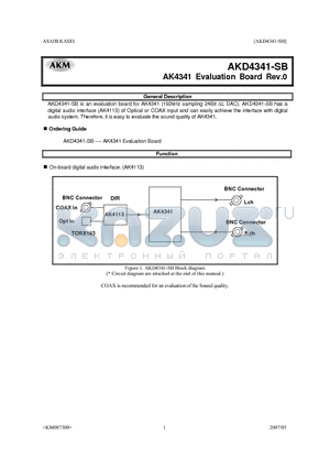 AKD4341-SB datasheet - 192kHz sampling 24Bit DS DAC