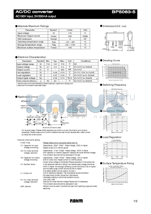 BP5063-5 datasheet - AC100V input, 5V/200mA output