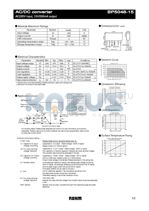 BP5048-15 datasheet - AC/DC converter - AC220V input, 15V/200mA output