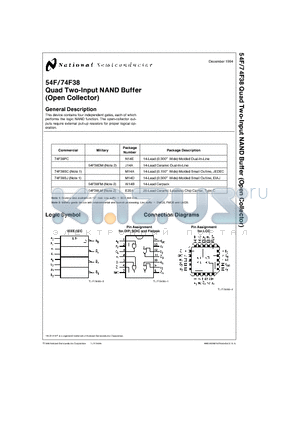 74F38SC datasheet - Quad Two-Input NAND Buffer (Open Collector)