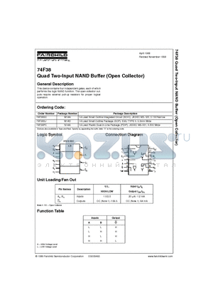 74F38PC datasheet - Quad Two-Input NAND Buffer (Open Collector)