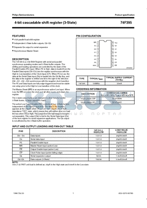 74F395 datasheet - 4-bit cascadable shift register 3-State