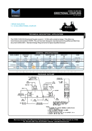 CWM-10-8GSQ datasheet - DIRECTIONAL COUPLERS