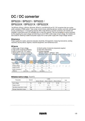 BP5220X datasheet - DC / DC CONVERTER