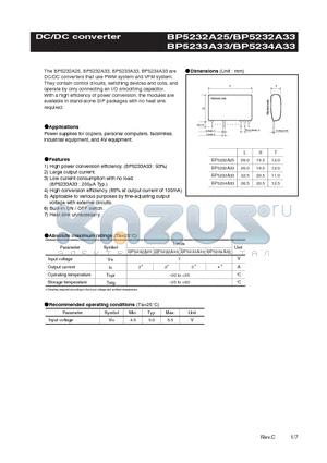 BP5232A33 datasheet - DC/DC converter