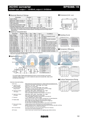 BP5085-15 datasheet - AC/DC converter AC220V input, output C220V output-1 : 15V/80mA, output output-2 : 5V/350mA