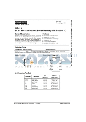 74F413 datasheet - 64 x 4 First-In First-Out Buffer Memory with Parallel I/O
