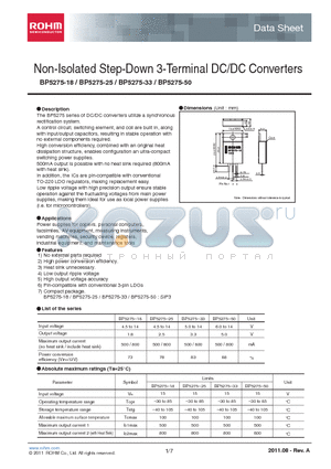 BP5275-33 datasheet - Non-Isolated Step-Down 3-Terminal DC/DC Converters