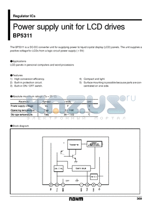 BP5311 datasheet - Power supply unit for LCD drives