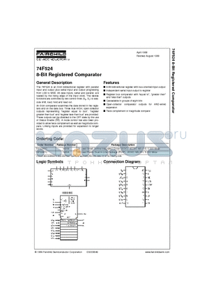 74F524 datasheet - 8-Bit Registered Comparator