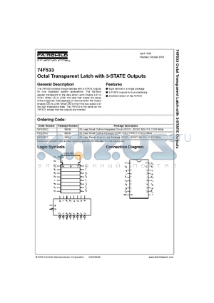 74F533PC datasheet - Octal Transparent Latch with 3-STATE Outputs