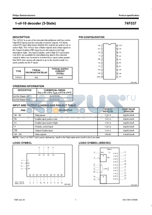 74F537 datasheet - 1-of-10 decoder 3-State