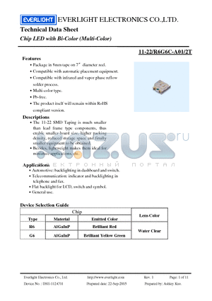 11-22-R6G6C-A01-2T datasheet - Technical Data Sheet Chip LED with Bi-Color (Multi-Color)