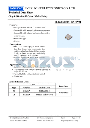 11-22-R6G6C-QSANP-2T datasheet - Chip LED with Bi-Color (Multi-Color)