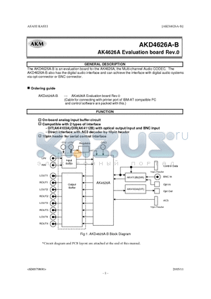 AKD4626A-B datasheet - Multi-channel Audio CODEC.