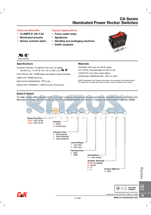 CA043207DQ datasheet - Illuminated Power Rocker Switches