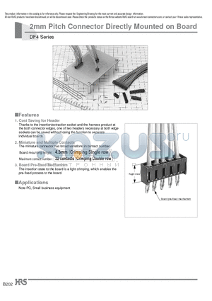 DF4-18DP-2C datasheet - 2mm Pitch Connector Directly Mounted on Board