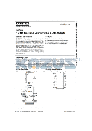 74F569 datasheet - 4-Bit Bidirectional Counter with 3-STATE Outputs