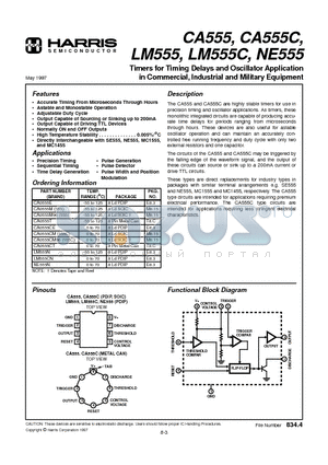 CA0555 datasheet - Timers for Timing Delays and Oscillator Application in Commercial, Industrial and Military Equipment