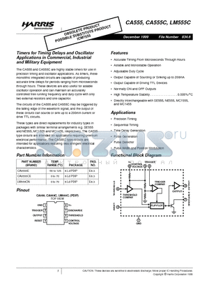 CA0555CE datasheet - Timers for Timing Delays and Oscillator Applications in Commercial, Industrial and Military Equipment