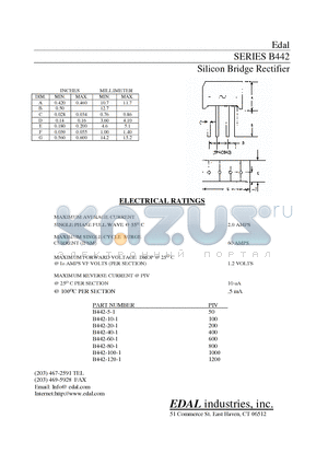 B442-100-1 datasheet - Silicon Bridge Rectifier