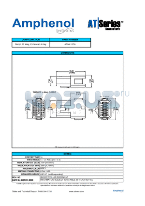 AT04-12PA datasheet - Recpt, 12 Way, Enhanced A Key