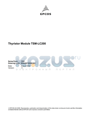 B44066T0200E402 datasheet - Thyristor Module TSM-LC200