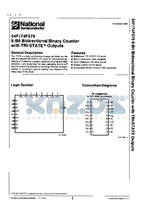 74F579PCQR datasheet - 8-Bit Bidirectional Binary Counter with TRI-STATE Outputs