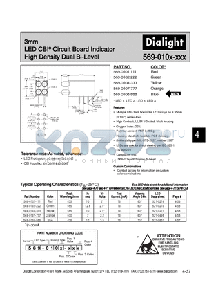521-9210 datasheet - 3mmLED CBI Circuit Board Indicator High Density Dual Bi-Level