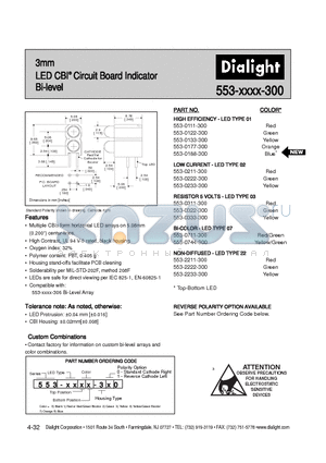 521-9211 datasheet - LED CBI Circuit Board Indicator Bi-level