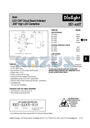 521-9216 datasheet - 3mm LED CBI Circuit Board Indicator 200 High LED Centerline